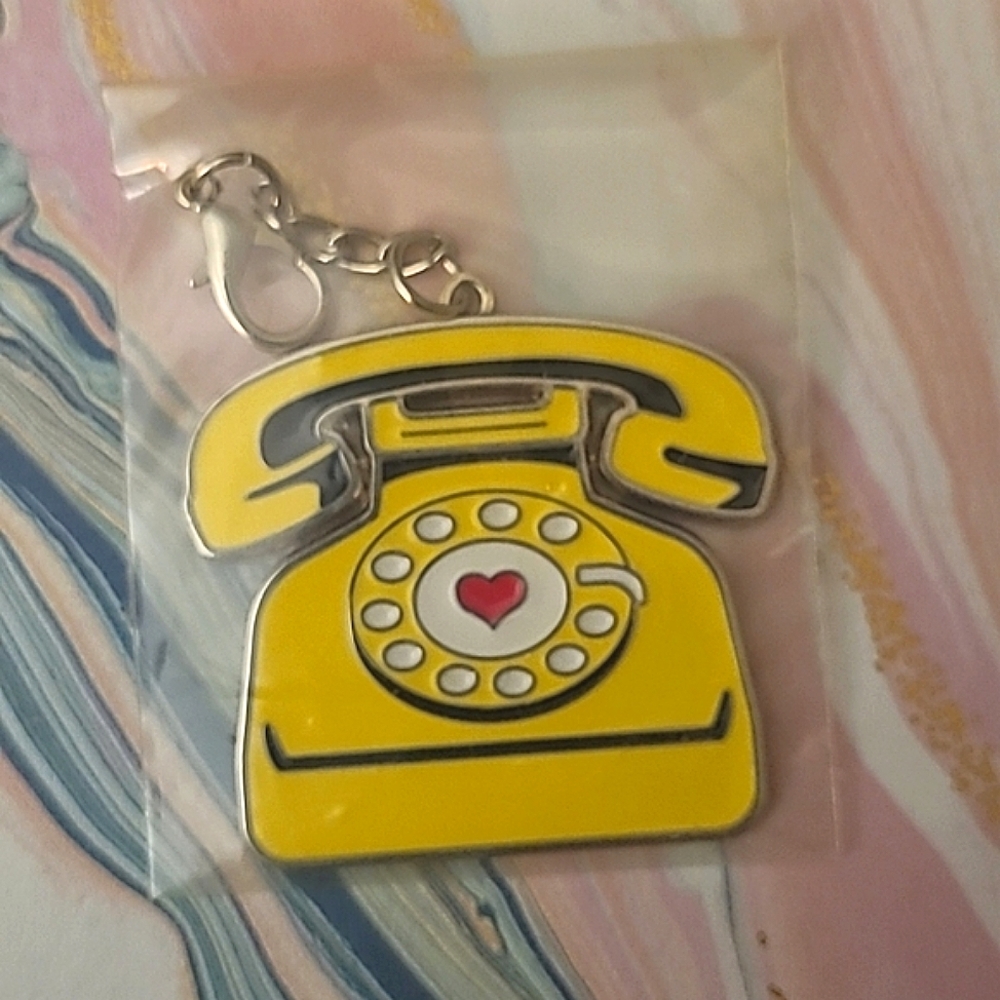IPSY metal yellow telephone keychain/charm